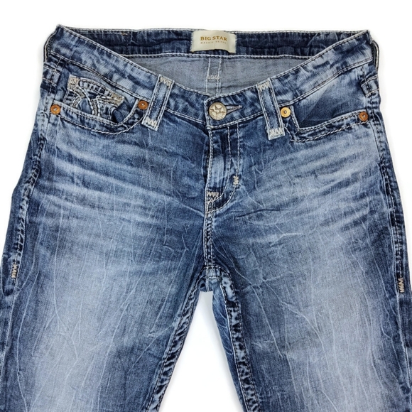 Big Star Maddie Skinny Woman's Size 28R Washed Embroidered Authentic Jeans - Picture 2 of 14